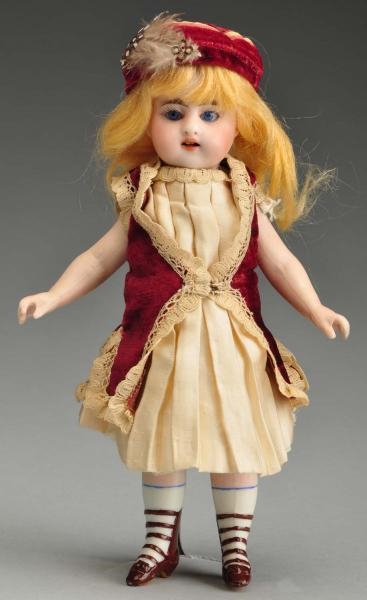 DESIRABLE S & H ALL BISQUE CHILD DOLL WITH BOOTS. 