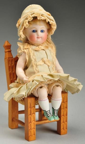 RARE KESTNER ALL BISQUE DOLL WITH JOINTED KNEES.  