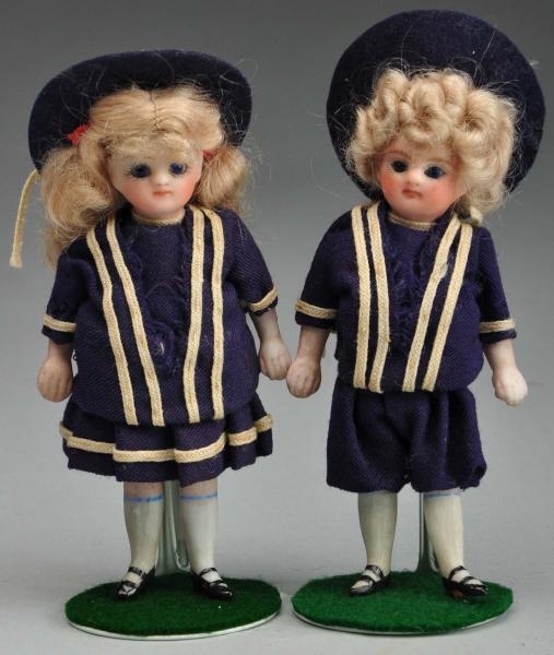 PAIR OF ALL BISQUE FRENCH “MIGNONNETTE” DOLLS.    