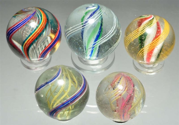 LOT OF 5: SWIRL MARBLES.                          
