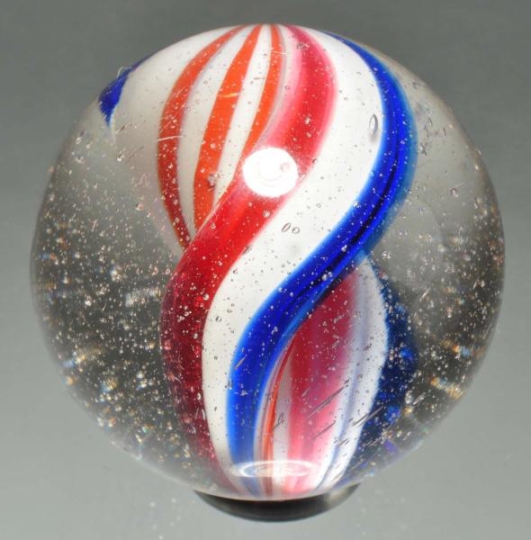 LARGE PEPPERMINT RIBBON SWIRL MARBLE.             