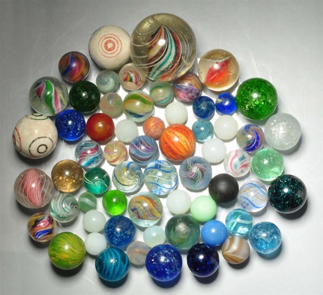 LOT OF 61: ASSORTED MARBLES.                      