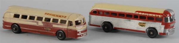 LOT OF 2: DIECAST TRAILWAYS BUS TOYS.             