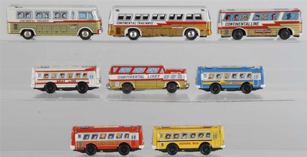 LOT OF 8: TIN BUS FRICTION TOYS.                  