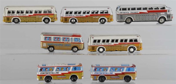 LOT OF 7: CONTINENTAL TRAILWAYS & LINES BUS TOYS. 