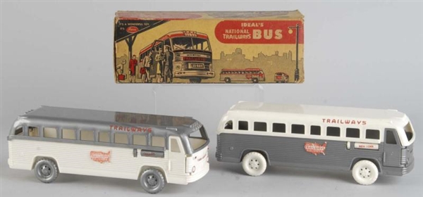 LOT OF 2: PLASTIC IDEAL NATL TRAILWAYS BUS TOYS. 