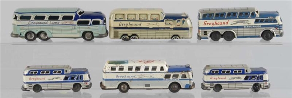 LOT OF 6: TIN GREYHOUND BUS FRICTION TOYS.        