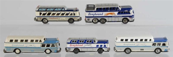 LOT OF 5: TIN GREYHOUND BUS FRICTION TOYS.        