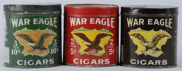 LOT OF 3: WAR EAGLE CIGAR TINS.                   