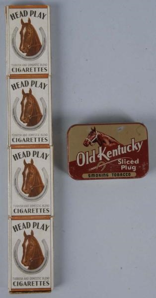 LOT OF 2: TOBACCO HORSE-RELATED ITEMS.            