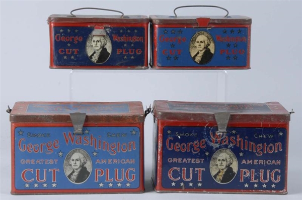 LOT OF4 GEORGE WASHINGTON TOBACCO TIN LUNCH BOXES 