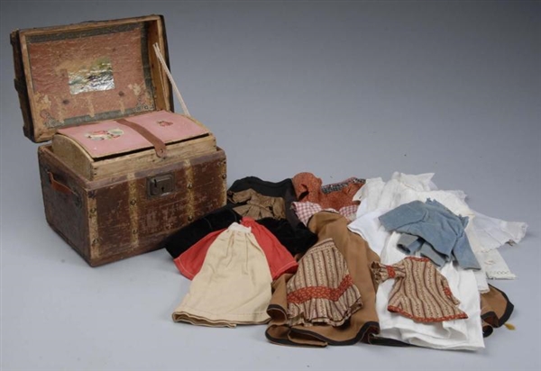 LOT OF DOLL TRUNK & CLOTHING.                     