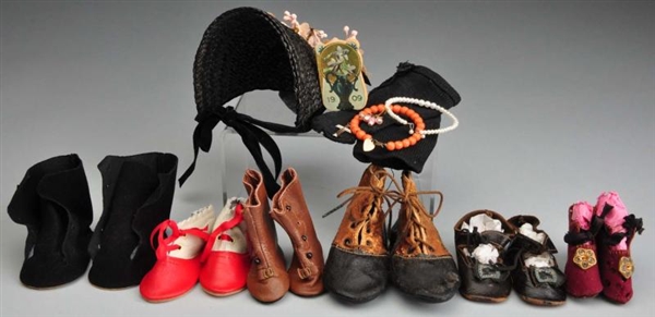 LOT OF DOLL SHOES & ACCESSORIES.                  