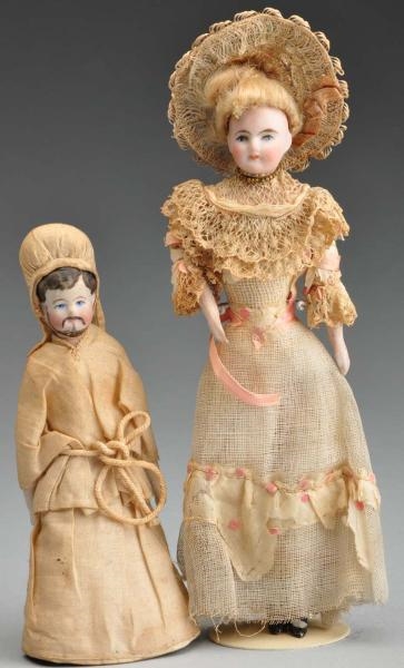 LOT OF 2: GERMAN BISQUE DOLL HOUSE DOLLS.         