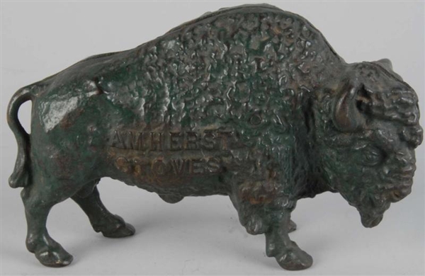 CAST IRON AMHERST STOVES BUFFALO STILL BANK.      