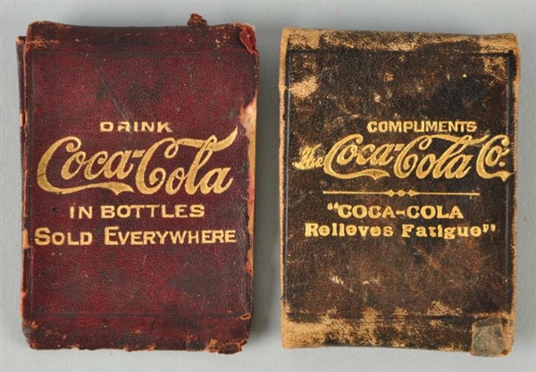 LOT OF 2: LEATHER COCA-COLA MATCH HOLDERS.        