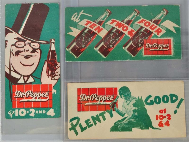 LOT OF 3: DR. PEPPER INK BLOTTERS.                