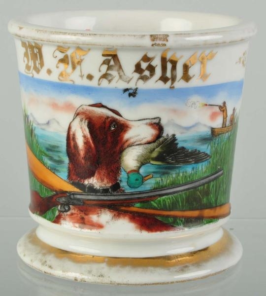 HUNTING DOG WITH DUCK IN MOUTH SHAVING MUG.       
