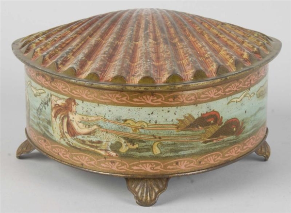 1912 HUNTLEY & PALMER SHELL BISCUIT TIN.          