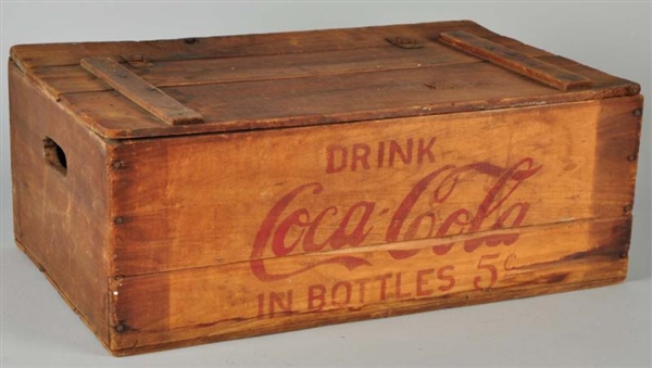WOODEN COCA-COLA 48-BOTTLE CRATE WITH LID.        