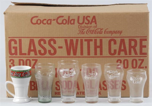 LARGE BOX OF 3-DOZEN COCA-COLA SODA GLASSES.      