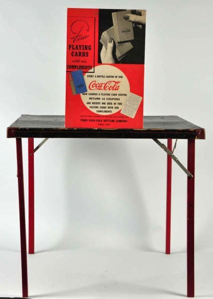 LOT OF 2: COCA-COLA CARD TABLE & PROMOTIONAL SIGN 