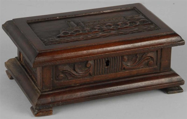 CARVED MORRO CASTLE HUMIDOR.                      