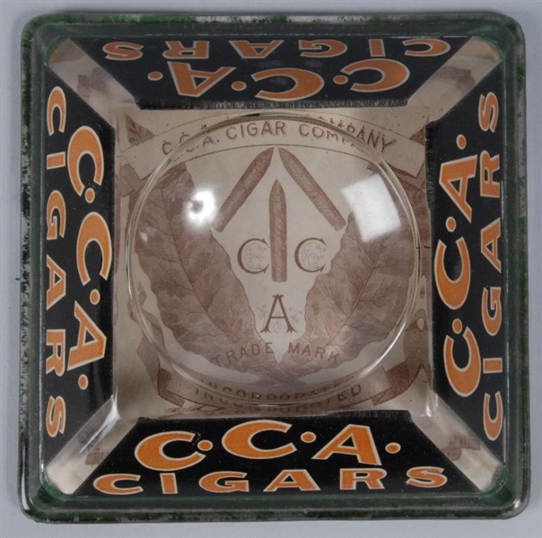 CCCA CIGARS ADVERTISING MAGNIFYING CHANGE TRAY.   