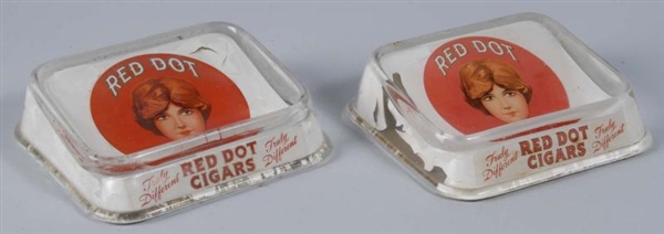 PAIR OF RED LION TOBACCO CHANGE TRAYS.            