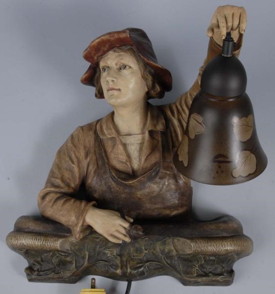 MARESCAR FIGURAL PIPE SMOKING LAMP WITH SHADE.    