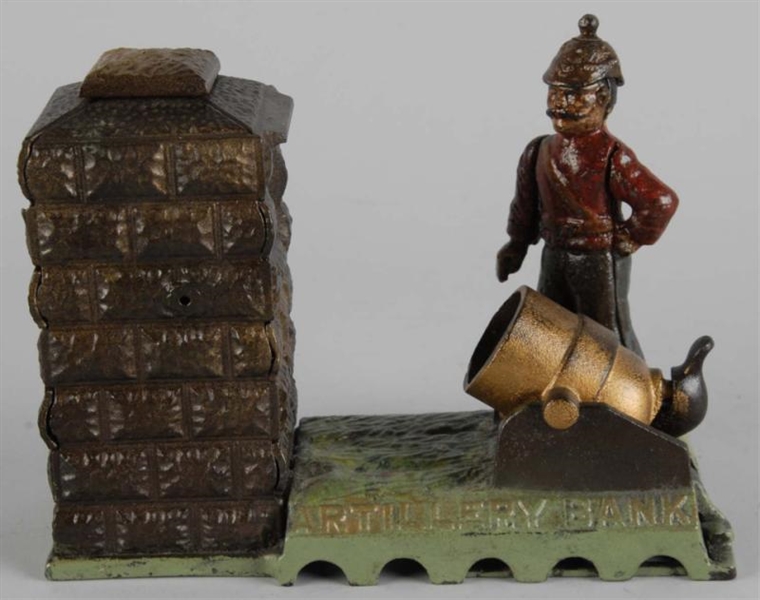 CAST IRON ARTILLERY MECHANICAL BANK.              