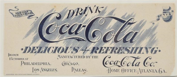 1904 COCA-COLA INK BLOTTER.                       