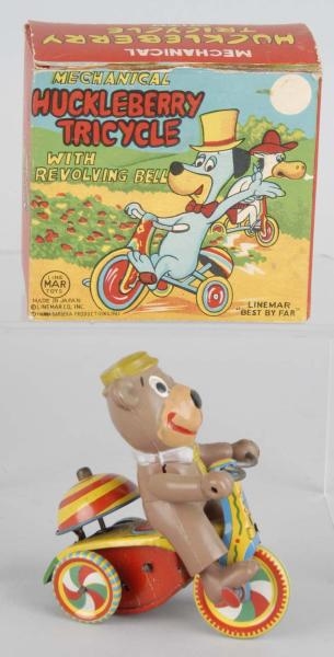 TIN & CELLULOID LINEMAR YOGI BEAR TRICYCLE TOY.   