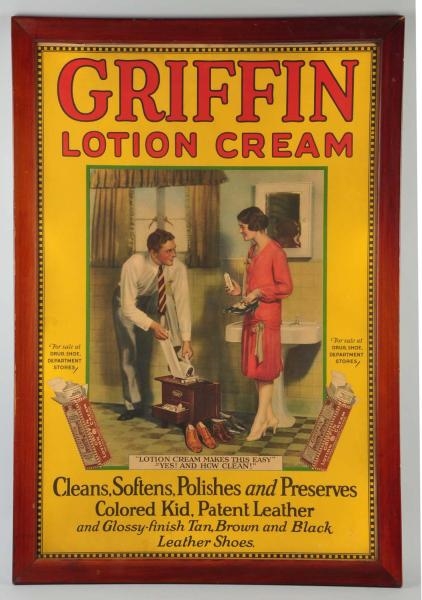 FRAMED GRIFFIN LOTION CREAM ADVERTISING POSTER.   