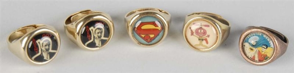 LOT OF 5: CEREAL & CHARACTER RINGS.               