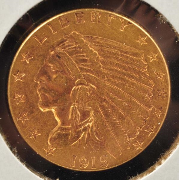 1915 $2 - 1/2 GOLD INDIAN COIN.                   