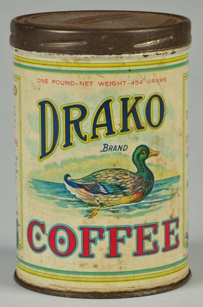 DRAKO 1-POUND COFFEE TIN.                         