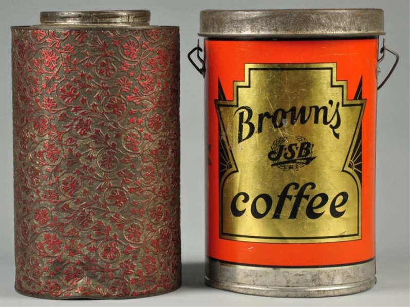 LOT OF 2: LARGE COFFEE TINS.                      