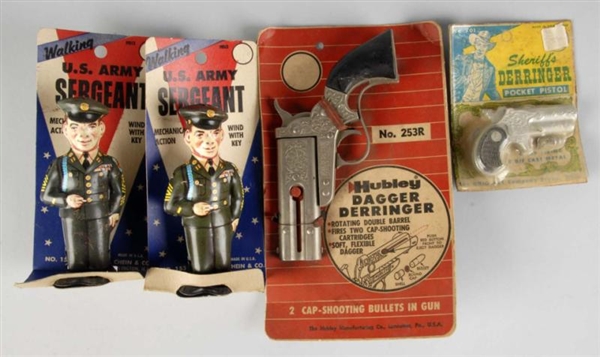 LOT OF 4: TOY SOLDIER & PISTOL TOYS.              