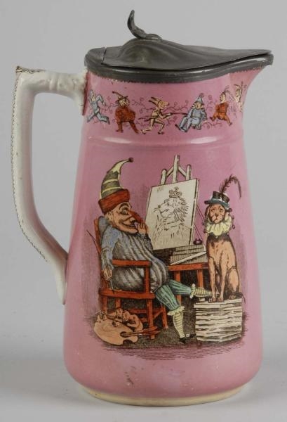 EARLY ENGLISH POTTERY PUNCH & JUDY PITCHER.       