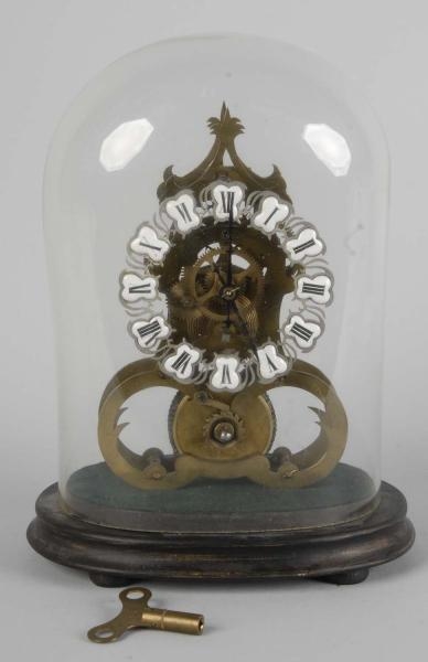 FRENCH OR ENGLISH SKELETON CLOCK WITH DOME.       