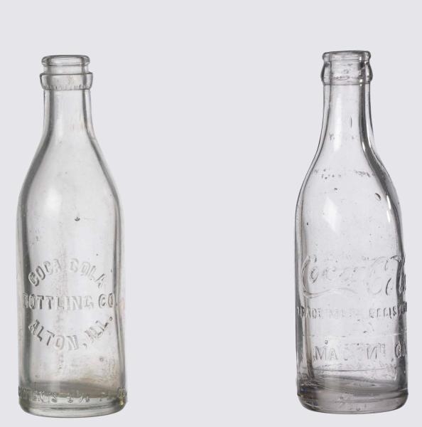LOT OF 2: CLEAR COCA-COLA STRAIGHT SIDED BOTTLES. 
