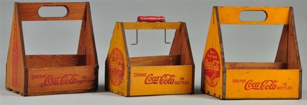 LOT OF 3: WOODEN COCA-COLA SIX-PACK CARRIERS.     