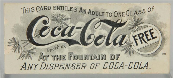 EARLY COCA-COLA FREE DRINK COUPON.                