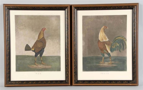 LOT OF 2: WAR & PEACE ROOSTER PRINTS.             