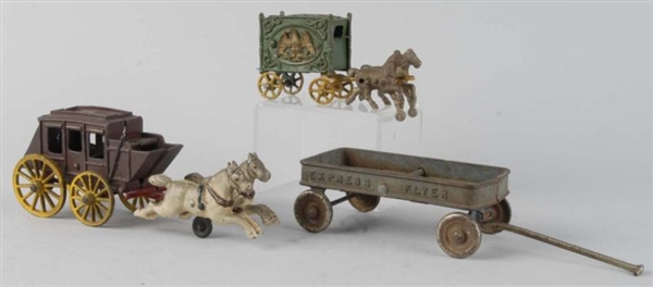 LOT OF 3: CAST IRON VEHICLE TOYS.                 