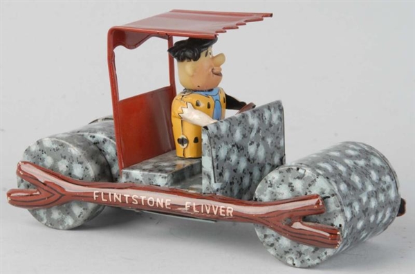 TIN LITHO FRED FLINTSTONE FLIVVER FRICTION TOY.   