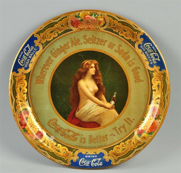 1908 COCA-COLA TOPLESS SERVING TRAY.              