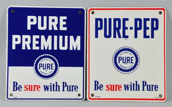 LOT OF 2: 1950S PURE GAS PUMP PLATES.             