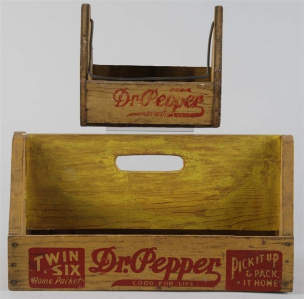 LOT OF 2: WOODEN DR. PEPPER BOTTLE CARRIERS.      